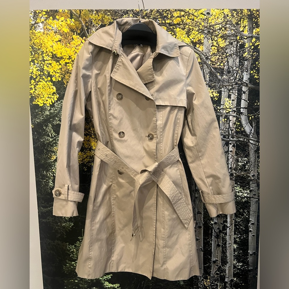Cole Haan Signature Hooded Trench Coat in Khaki